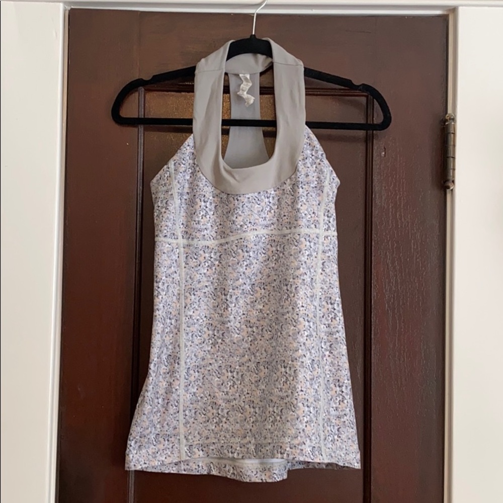 Lululemon SCOOP NECK tank Luon gray print sz 6